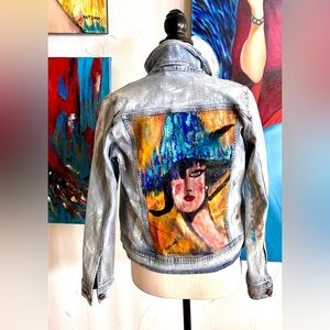 Denim jacket painted with acrylic